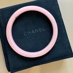 CHANEL Pink Resin CC Bangle Bracelet